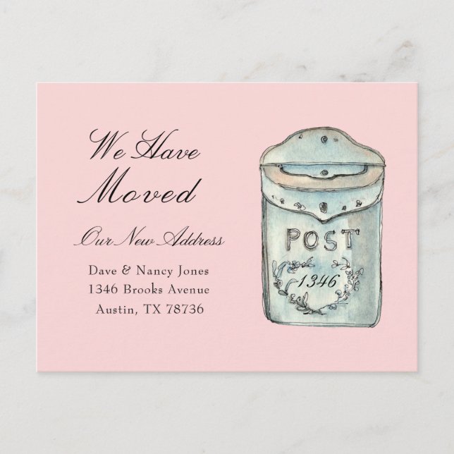 Postfach Aquarell Neue Zuhause Moving Postcard Postkarte (Vorderseite)