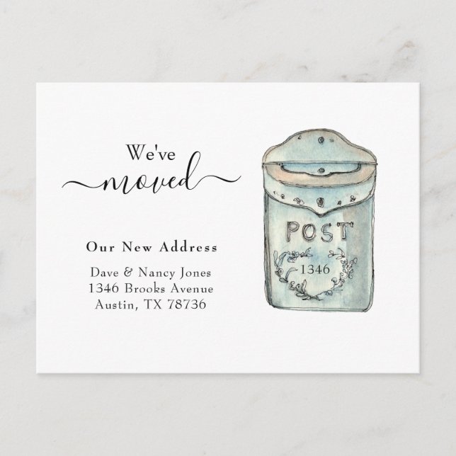 Postfach Aquarell Neue Zuhause Moving Postcard Postkarte (Vorderseite)