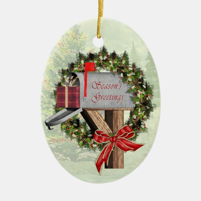 Postfach, Kranz und Gift Mail Carrier Ornament (Vorne)
