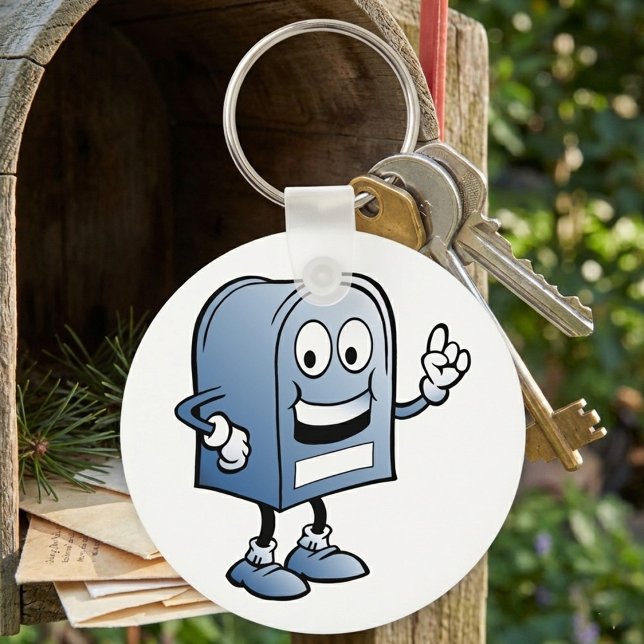 Postfach Mascot Happy Blue Postal Zeichen Schlüsselanhänger (Von Creator hochgeladen)