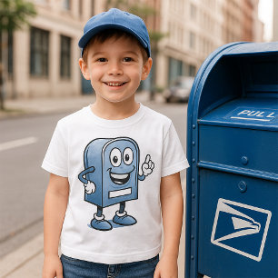 Postfach Mascot Happy Blue Postal Zeichen T-Shirt