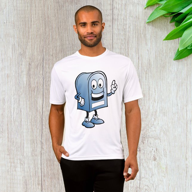 Postfach Mascot Happy Blue Postal Zeichen T-Shirt (Von Creator hochgeladen)