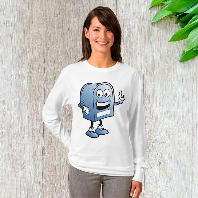 Postfach Mascot Happy Blue Postal Zeichen T-Shirt (Von Creator hochgeladen)