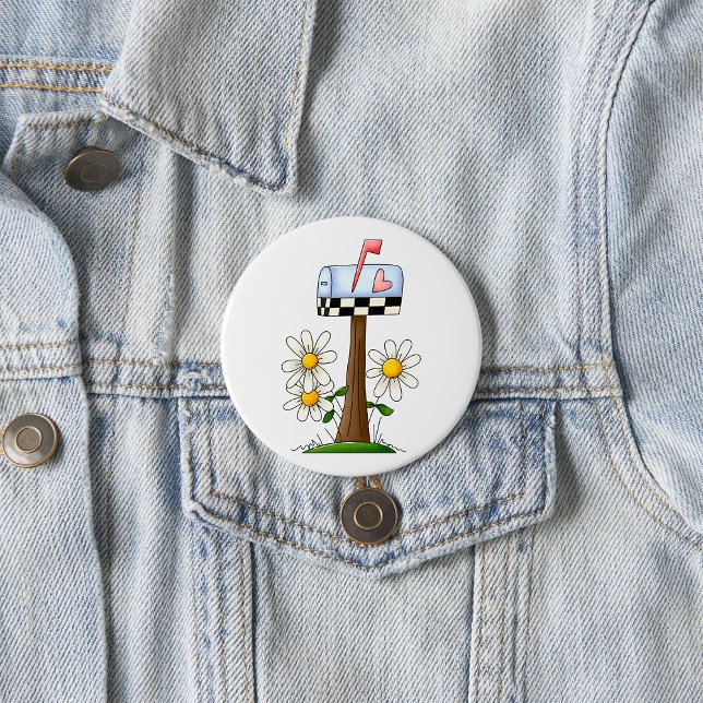 Postfach mit Daisis und Herzenflagge Country Garde Button (Von Creator hochgeladen)