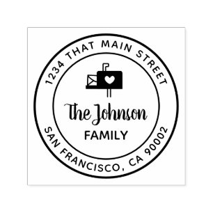 Postfach mit Herz, Rücksendeadresse, Runde Permastempel