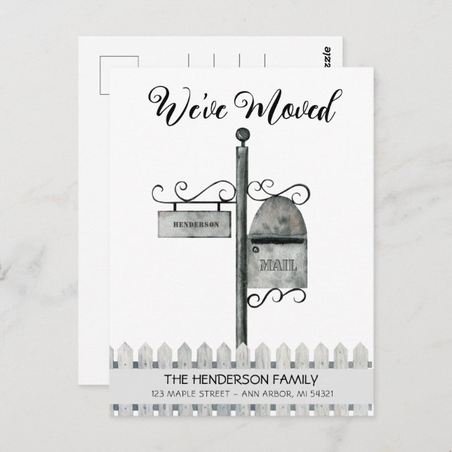 Postfach Neue Zuhause-Bewegungs-Ankündigung Postka Postkarte (Vorne/Hinten)