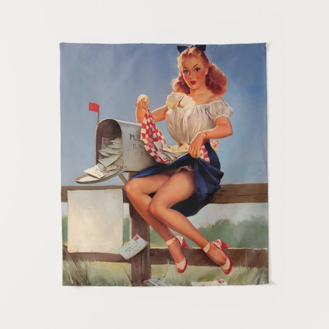 Postfach Pinup Girl Wandteppich (Vorderseite)