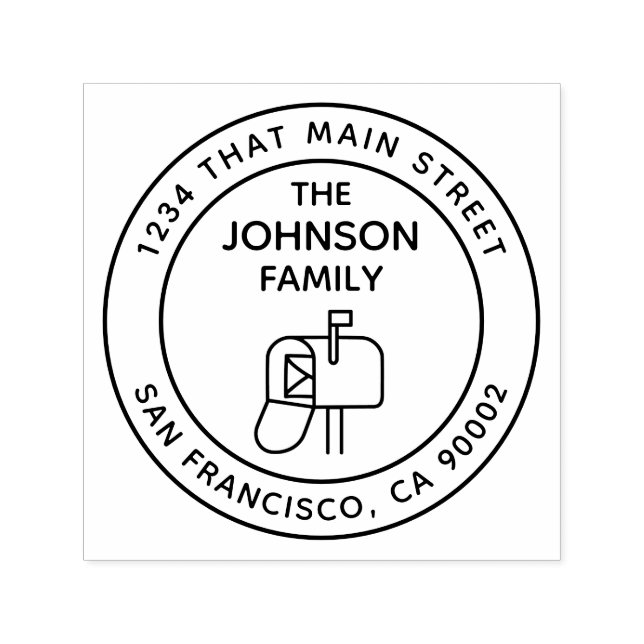 Postfach, Rücksendeadresse, rund Permastempel (Design)