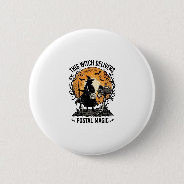 Posthexen-Shirt Vintage Halloween-Briefträger  Button (Vorderseite)