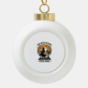 Posthexen-Shirt Vintage Halloween-Briefträger Keramik Kugel-Ornament