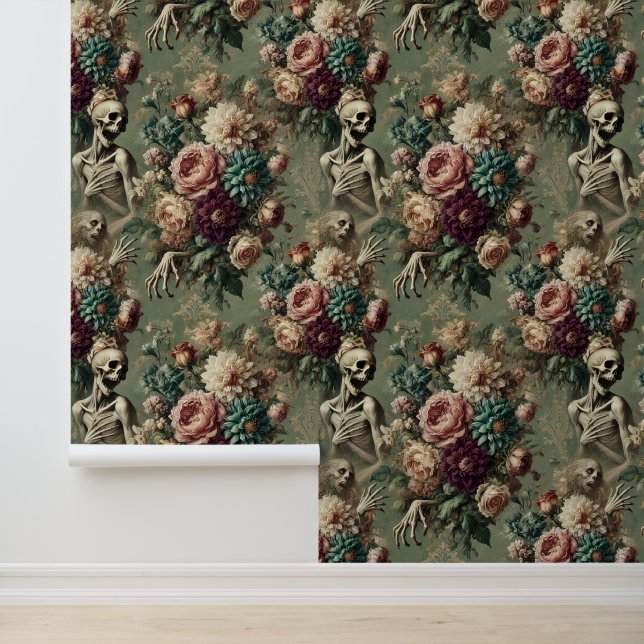 Posthumous Heartache - Gothic Floral Design Tapete (Anwendung)