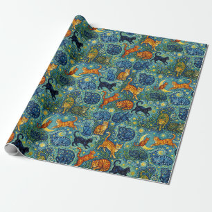 Postimpressionistische Katzen Geschenkpapier