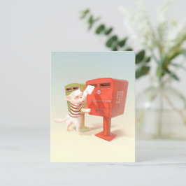 Posting-Zeit - Katze mit taiwanesischer Mailbox Ankündigungspostkarte