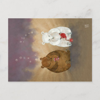 Postkarre mit Bären, die Tee haben Postkarte