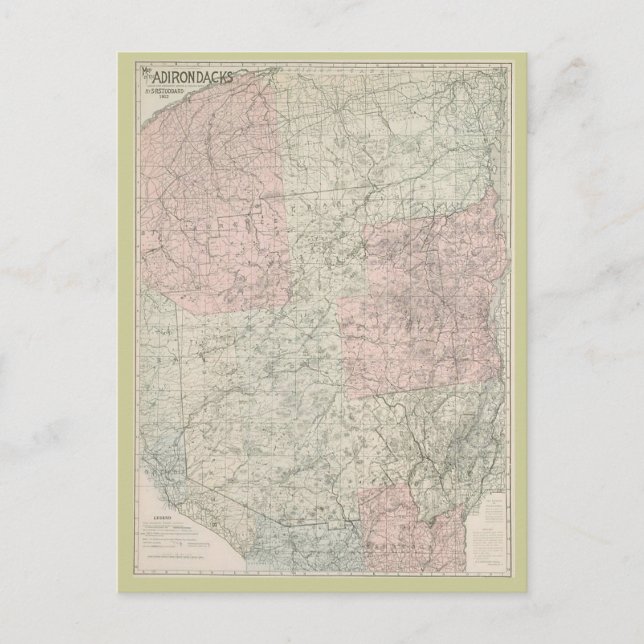 Postkarte 1912 Karte der Adirondacks (Vorderseite)