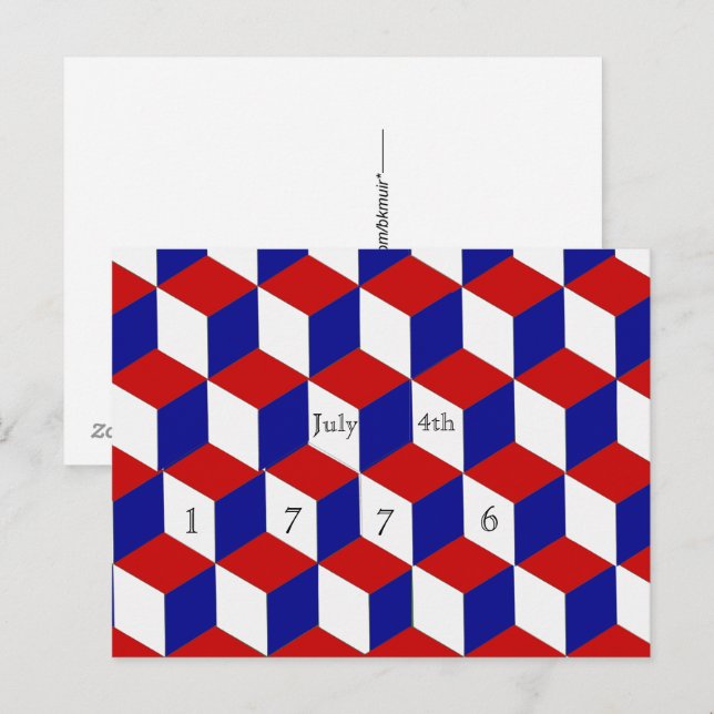 Postkarte - 4. Juli 1776 Blockillusion (Vorne/Hinten)