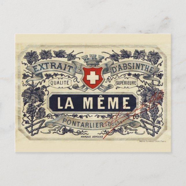 Postkarte Absinthe La Même (Vorderseite)