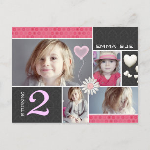 Postkarte-Ähnliche Damast-Herz-Party Einladungen