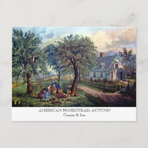 Postkarte - AMERIKANISCHES GEHÖFT: Herbst