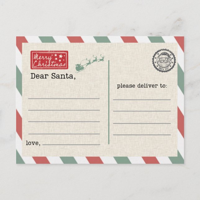 Postkarte an den Weihnachtsmann (Rückseite)