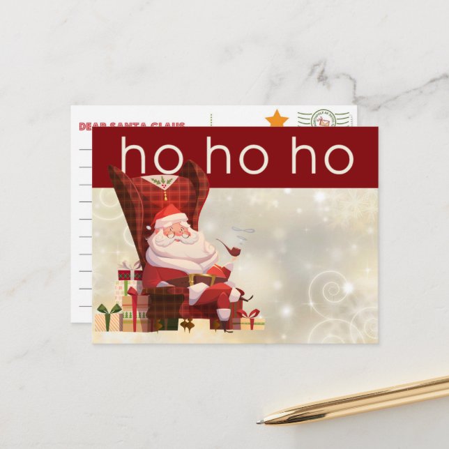 Postkarte an Santa-Ho HO (Vorderseite/Rückseite Beispiel)