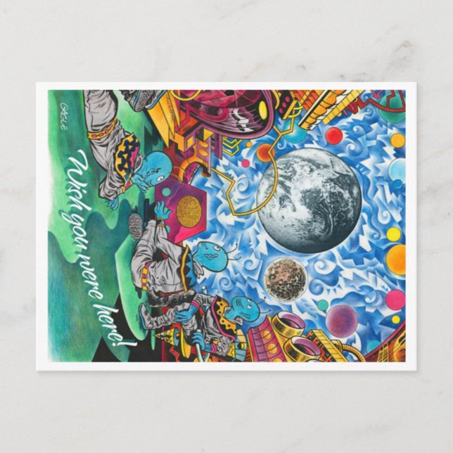 Postkarte aus Außerirdischen im Weltraum (Vorderseite)