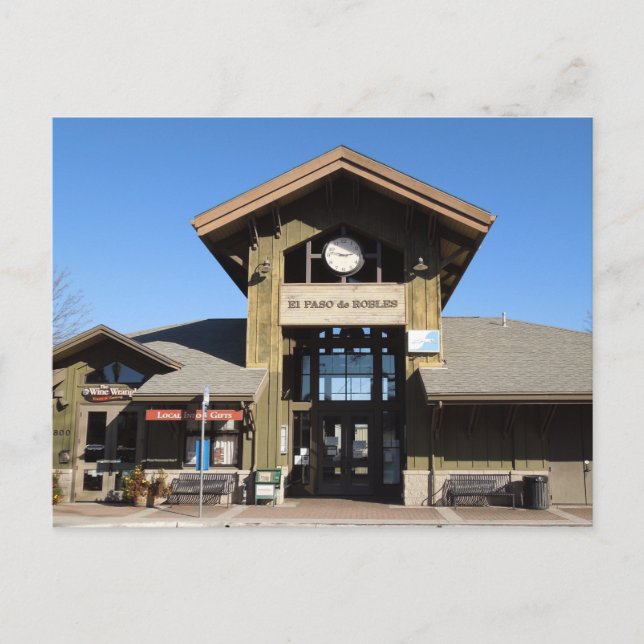 Postkarte: Bahnhof Paso Robles im Winter Postkarte (Vorderseite)