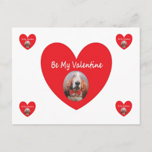 Postkarte Basset Hound rotes Herz ist mein Valenti