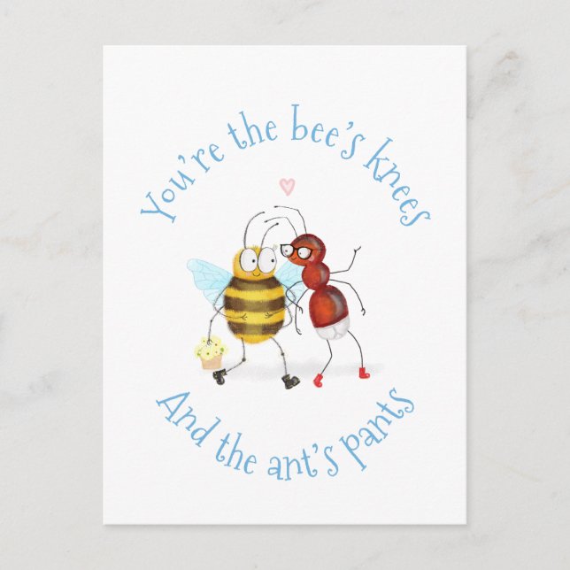 Postkarte 'Bee's knees und ant's pants' (Vorderseite)