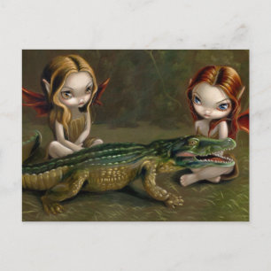 Postkarte "Befrienden eines Alligators"