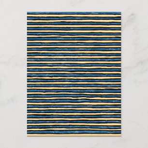 Postkarte, bemalte Streifen, Blau und Gelb Postkarte