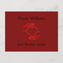 Postkarte: Bitte benennen, bald besser werden, rot