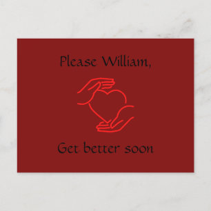 Postkarte: Bitte benennen, bald besser werden, rot Postkarte