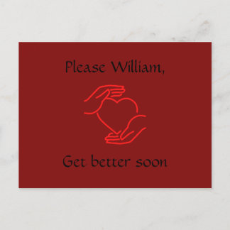 Postkarte: Bitte benennen, bald besser werden, rot Postkarte