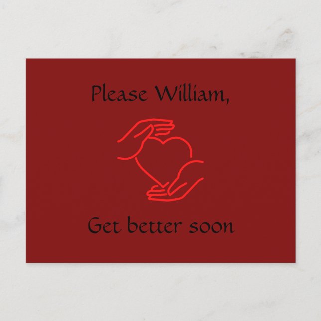 Postkarte: Bitte benennen, bald besser werden, rot Postkarte (Vorderseite)