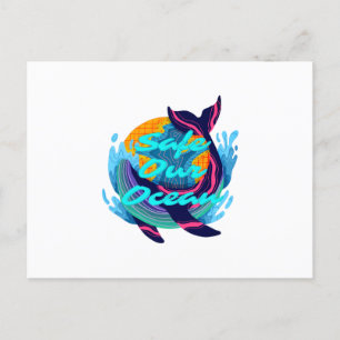 Postkarte Blau Minimalistisch Schützt unseren Ozea