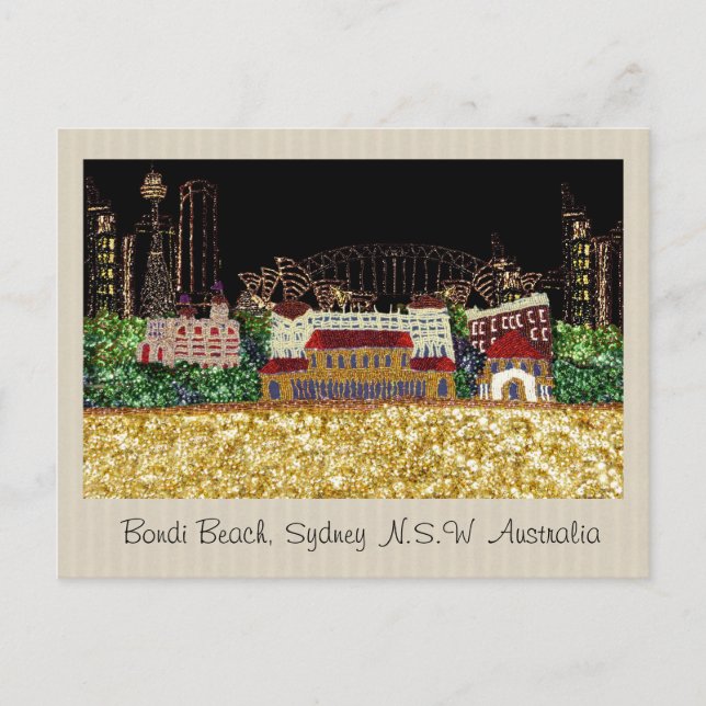 Postkarte | Bondi Nights | Bondi Beach, Australien (Vorderseite)