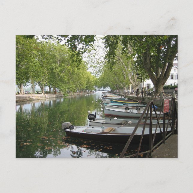 Postkarte: Boote, Kanal, See Annecy, Frankreich Postkarte (Vorderseite)