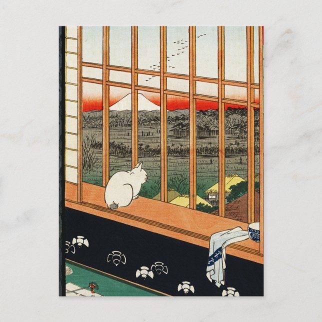 Postkarte: Cat on Window by Hiroshige 歌 川 広 重 Postkarte (Vorderseite)
