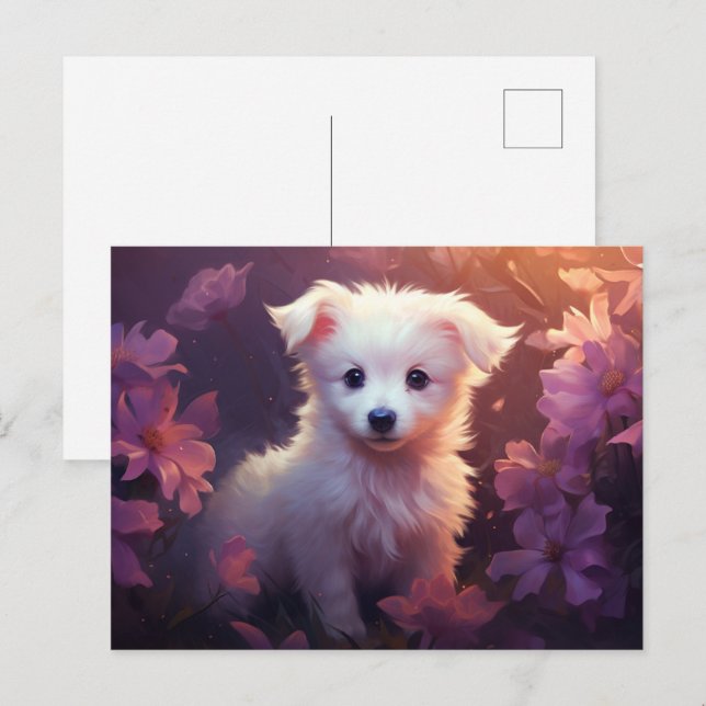 Postkarte Chien Fleur 3 (Vorne/Hinten)