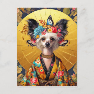 Postkarte - Chinesischer Hund in Kimono