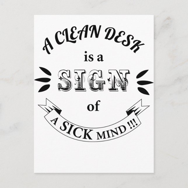 Postkarte "Clean Desk Funny Quotes" (Vorderseite)