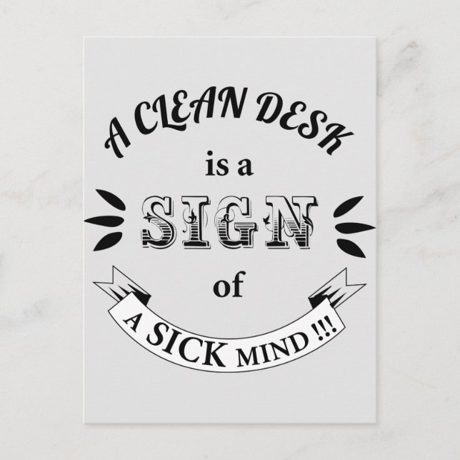 Postkarte "Clean Desk Funny Quotes" (Vorderseite)