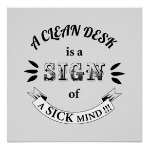 Postkarte "Clean Desk Funny Quotes" Poster
