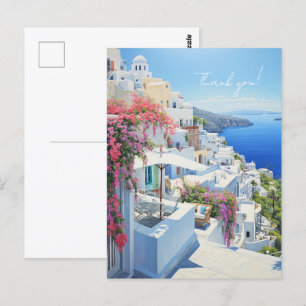 Postkarte „Danke“ mit Blick auf Santorin