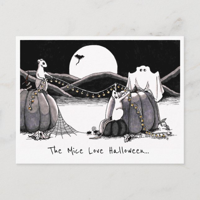 Postkarte: Das Mäuse-Liebe Halloween Postkarte (Vorderseite)