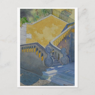 Postkarte der Aquarellmalerei, Treppe von Cascais
