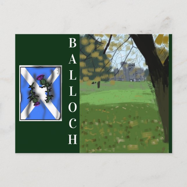 Postkarte der Balloch-Burg (Vorderseite)