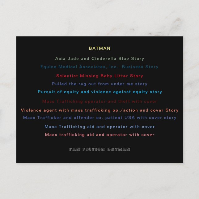 Postkarte der Batman-Sorte (Vorderseite)