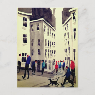 Postkarte der belebten Straße